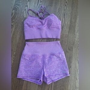 ALO Yoga Purple Athletic Shorts and Top Set